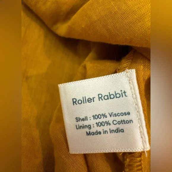 Roller Rabbit Mustard Floral Tassel Tie Dress Large Cotton India - Picture 13 of 13